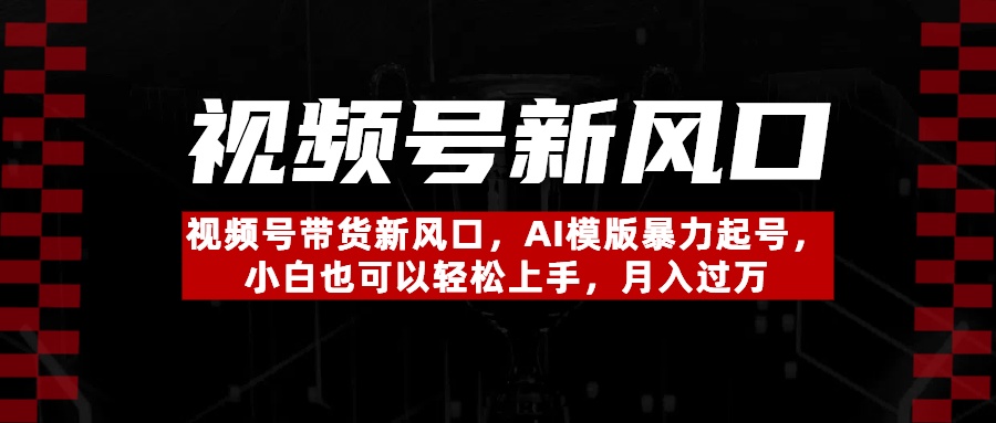 视频号带货新风口，AI模版暴力起号，小白也可以轻松上手，月入过万