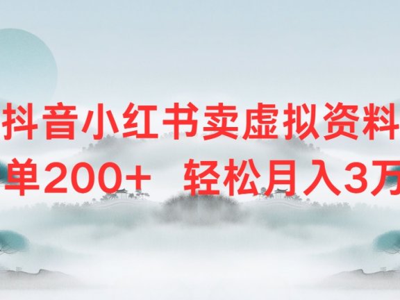 抖音小红书卖虚拟资料单200+轻松月入3万
